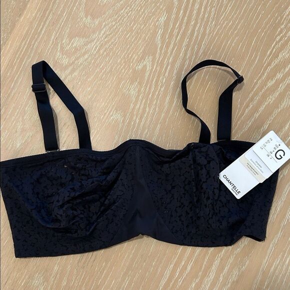Chantelle Lingerie Norah Lace Trim Bandeau Bra, Black, Size 38G, NWT - Picture 8 of 14